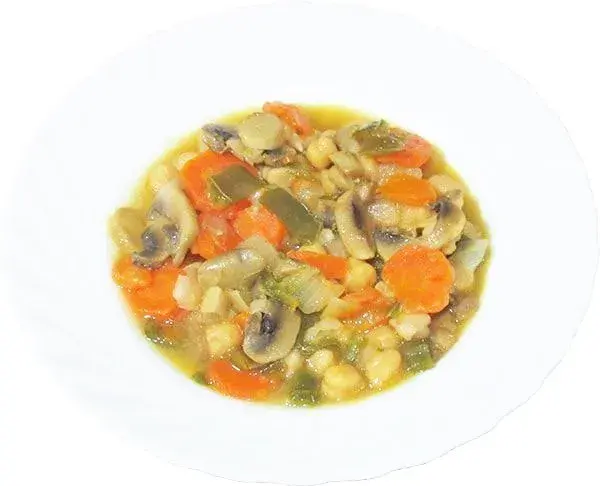 Potaje de garbanzos de verduras, jardinera o viudo